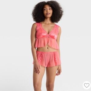 NWT Women's Lace Lingerie Set - Auden™ Coral XS